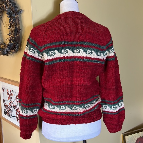 Vintage HandKnit ONE OF A KIND Size Medium 100% Wool Crewneck SKI Nordic Bolivia - Picture 6 of 12